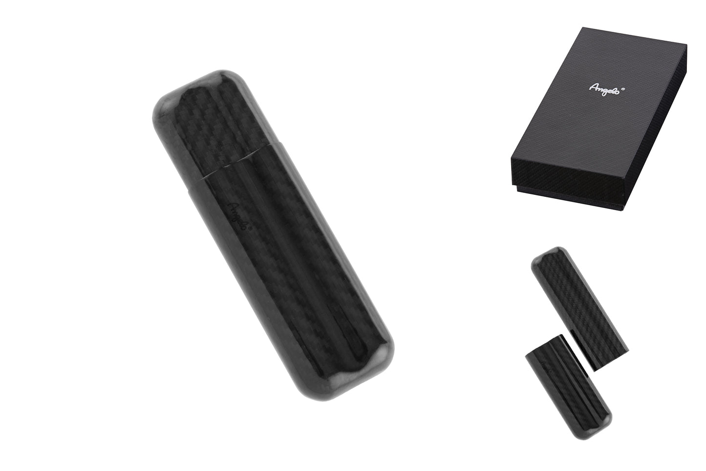 Angelo - Case for 2 cigars - Carbon 15cm