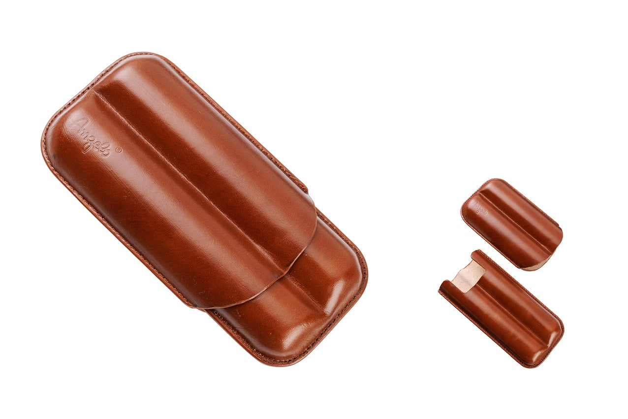 ANGELO - Case for 2 cigars - Brown