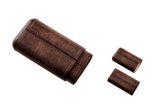 ANGELO - Case for 3 cigars - Brown