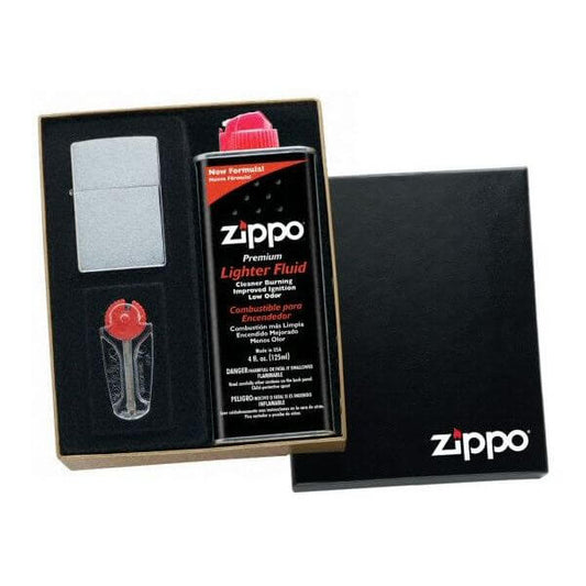 ZIPPO lighter Chrome + Gasoline + flint - gift packaging