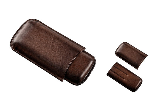 Angelo - Case for 3 cigars - dark brown leather