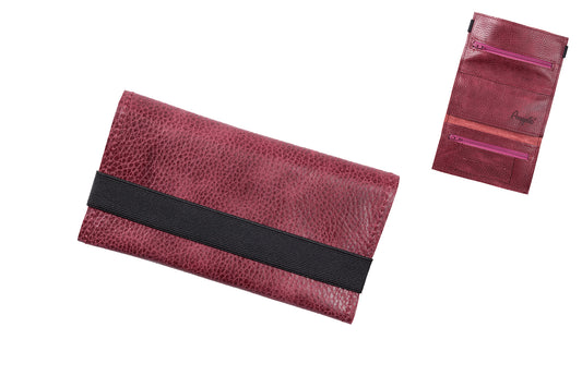 Angelo - Tobacco bag with elastic band - Red Leather