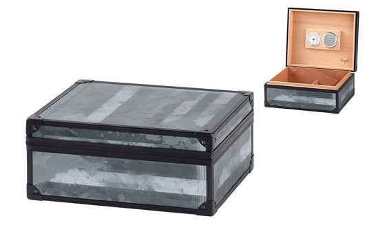 Angelo - humidor - Gray brown with black aluminum mesh