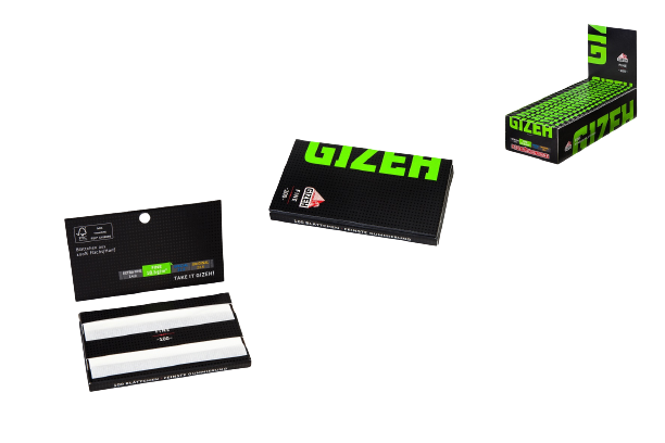 Gizeh - Papir za motanje - Black/green - fine magnet